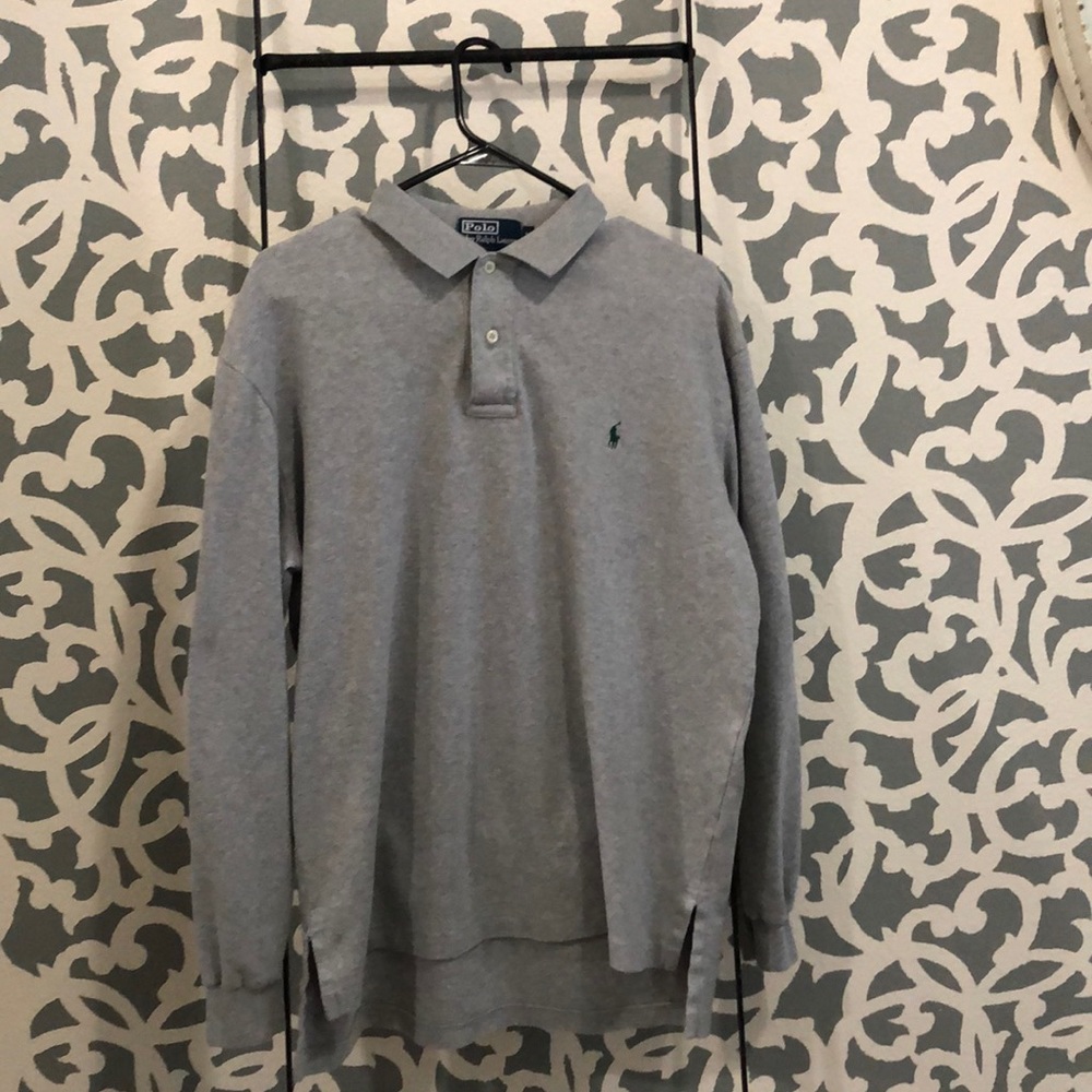 Men’s Ralph Lauren Long Sleeve Polo Shirt - medium, gray